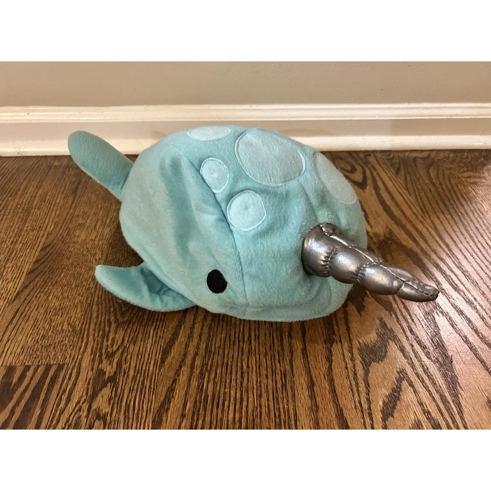 Kids Narwhal Hat Blue Costume Cap Tusk Size Adjustable Plush Horn